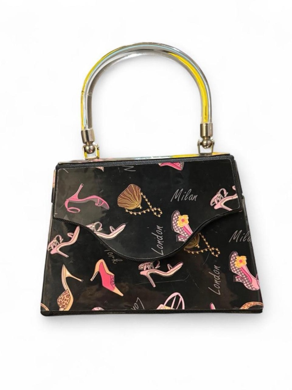 Jacki Design Vintage High HeelShoe Print Train Case Jewelry Box Cosmetic Bag